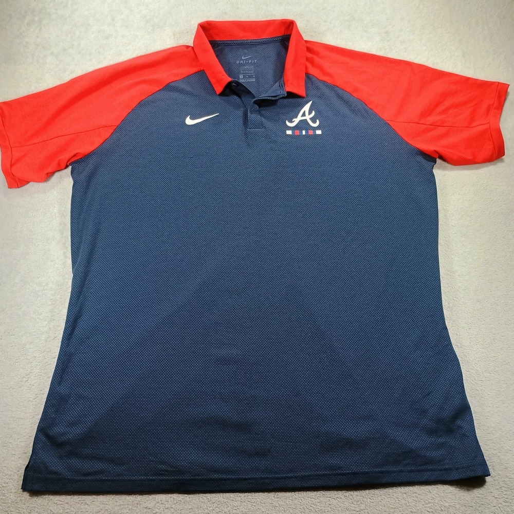 Nike Mens Atlanta Braves Dri-FIT Polo Navy Red XL MLB Baseball Shirt